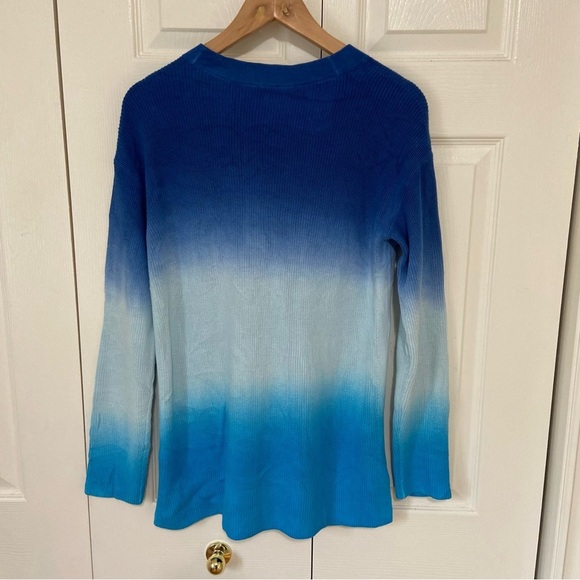 Talbots NWT Knit Ombre Dip Dye Button Front Cardigan Sweater Size Small Blue - Picture 3 of 6